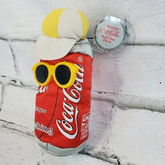 1997 Coca-Cola Plush Can with Glasses Bean Bag Swag Coca Cola 90s Vintage60- 97 - Picture 2 of 6